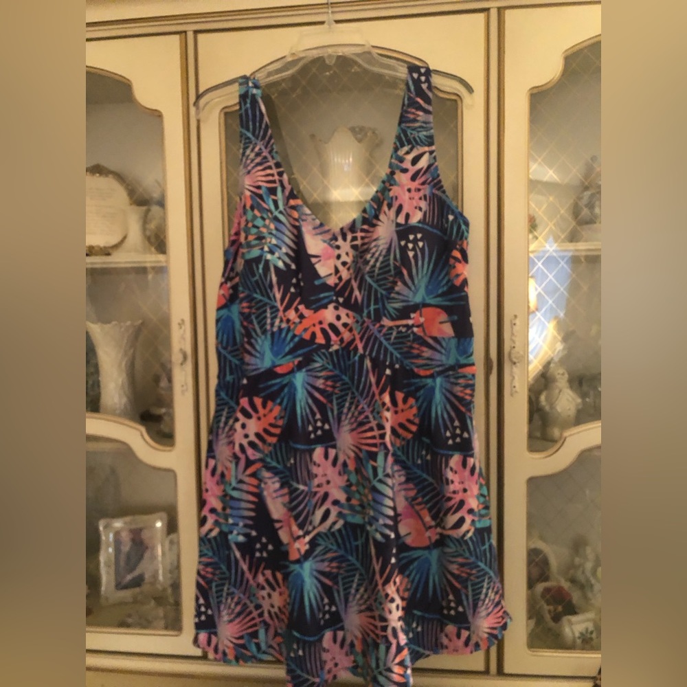 YBL Your Best Look one piece swimsuit pink/ blue size 22W good condition